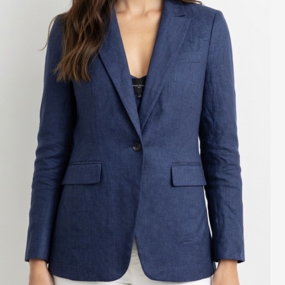 Banana Republic Linen Blend Blue Single Button Blazer - Picture 3 of 15